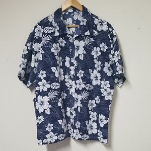 Men's Navy Floral Button Down Shirt